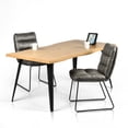 thumbnail image 4 of Homy Casa Set of 2 Mid-Century Modern Dining Chairs, Tufted Faux Leather Upholstery with Sled Metal Legs, Grey, 4 of 10