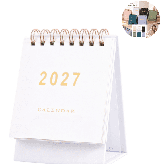2027 Mini Desk Calendar, Portable Small Flip Desktop Calendar with Stand, Monthly Planner Table Calendar for Office, Home, School