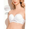 thumbnail image 3 of Deyllo Women's Push Up Strapless Bra Lace Underwire Full Coverage Multiway Invisible Bras,White 36D, 3 of 6