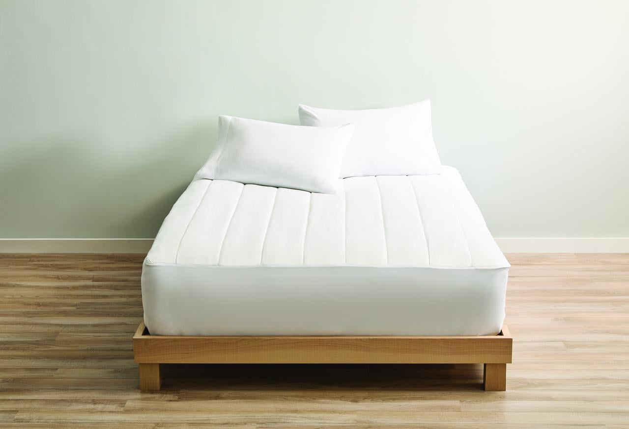 Sunbeam Quilted Heated Mattress Pad Full 12 Heat Settings Auto Off Washable White Walmart