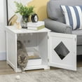 thumbnail image 2 of PawHut Cat Litter Enclosure End Table with Magnetic Door, White, 2 of 10