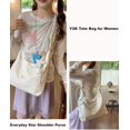 thumbnail image 3 of Sunyuer Women Cute Star Print Hobo Shoulder Tote Bag, Ruched Pleated Strap Casual Handbag with Polka Dot Star Charm, Large Capacity Lightweight Daily Purse for Shopping Dating Travel, 3 of 8