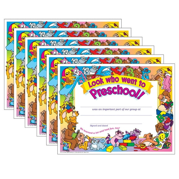 TREND Look who went to Preschool! Certificate, 30 Per Pack, 6 Packs
