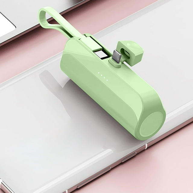 Introducing The Compact And Portable Capsule Power Bank Your Convenient Charging Solution With 5000mAh Capacity And Built In Cable