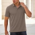 thumbnail image 4 of Casual Top Oversize Basic T Shirts Men's Breathable Short Sleeve Shirt In Solid Color With Classic Collar Coffee Xxxl, 4 of 8