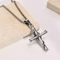 thumbnail image 3 of PAMTIER Unisex Stainless Steel Personality Hip Hop Elegant Unique Rose Flower Cross Pendant Amulet Crucifix Necklace Simple Jewelry Silver Free Chain, 3 of 6