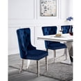 thumbnail image 4 of Chrome Legs & Flannelette Fabric / Dining Use / 2-Piece Blue Wingback Chairs, 4 of 5