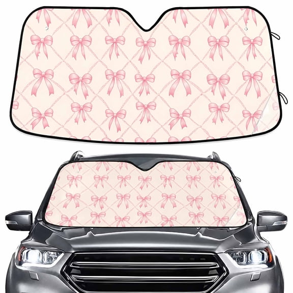 ALAZA Bows Checkered Pattern Car Windshield Sun Shade Foldable UV Ray Sunshade Visor Protector 55 x 27.6in