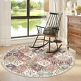 thumbnail image 6 of Moynesa 3'Round Moroccan Trellis Round Area Rugs - Washable Small Round Rug 3ft Non-Slip Soft Circle Rugs for Bedroom Vintage Ultra-Thin Throw Carpet for Entryway Kitchen Laundry Bathroom Orange, 6 of 6