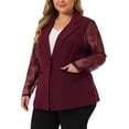 thumbnail image 4 of Agnes Orinda Women's Plus Size Work Notch Lapel Lace Front Blazers Jackets, 4 of 6