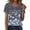 #220-Navy, variant on Craaazy Womens Loose Floral Printed Pleated Henley Blouse Crewneck Short Sleeve Button Accent Top for Daily Wear Summer Outings Gifts