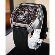 GUANQIN Men Japan Automatic Mechanical Luminous Tonneau Design Stainless Steel/Leather/Rubber Wrist Watch Skeleton Tourbillon Sapphire Crystal Waterproof Self-Winding Clock