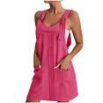 thumbnail image 2 of FcBaudy Camisole Sans Manches Robe Col en V, Robes d'Été pour Femmes, Robes de Mode pour Femmes Robe Unie Sans Manches à Bretelles avec Poches, 2 of 5
