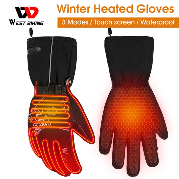 Guantes térmicos eléctricos WEST BIKING Ndcxsfigh recargables USB a prueba de viento XL