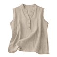 thumbnail image 2 of Harpily Womens Tank Tops Sleeveless Solid Color Decorative Buttons Cotton Linen Daily Office Yoga Workout Casual Shirts, 2 of 5