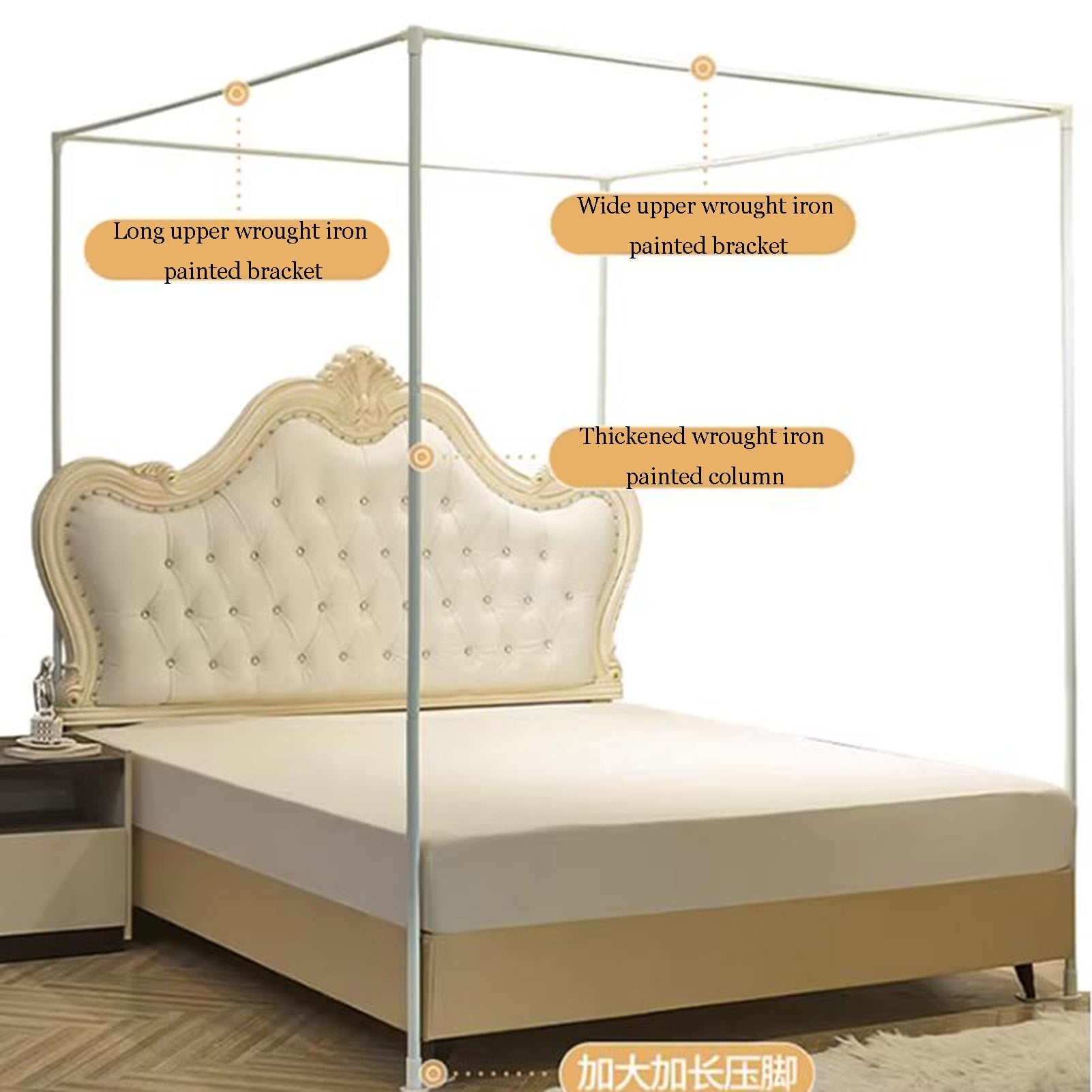 Floor Standing Mosquito Net Bed Canopy,4 Corner Post Three-Door Bed Canopy, Cozy Breathable for Girls Adults Bedroom Decoration