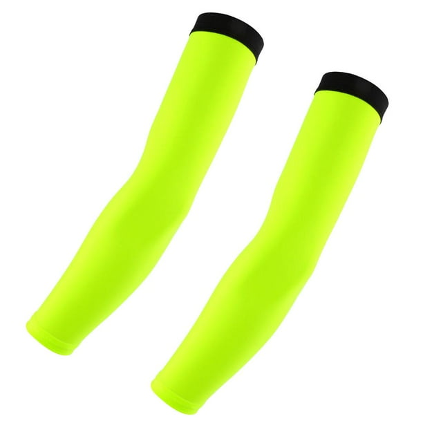 Mangas de brazo para ciclismo, golf, protección solar, calentador de brazos para bicicleta, color amarillo, talla L L