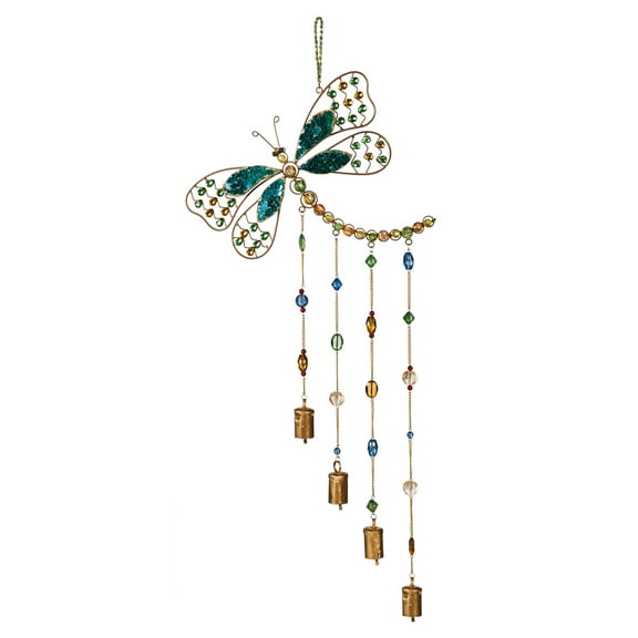 Evergreen Dragonfly Design Beaded Wind Chime, 13''x 1'' x 31'' inches