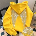 thumbnail image 6 of Women's Sparkle Rhinestone Angel Wings Hoodie Long Sleeve Sweatshirts | Drawstring Baggy Sweatshirt with Pocket, Mesh Back, Party Clubbing Outfit, Gothic Grunge, With Pockets, 6 of 6