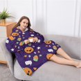 thumbnail image 5 of Oversized Wearable Blanket Hoodie,Cute Halloween Icons Pattern Sherpa Blanket Hoodie with Super Pockets,Super Warm Fuzzy Pullover for Women & Men, 5 of 6