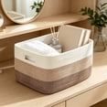 thumbnail image 4 of Woven Cotton Linen Storage Basket, Large Decorative Storage Bin, Multi-Purpose Fabric Basket for Laundry, Toys and Books, Handmade Organizer for Home and Nursery, 4 of 7