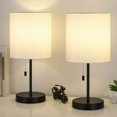 thumbnail image 7 of Modern Table Lamps Set of 2 Fabric Shade w/Pull Chain Switch Bedroom Living Room, 7 of 7