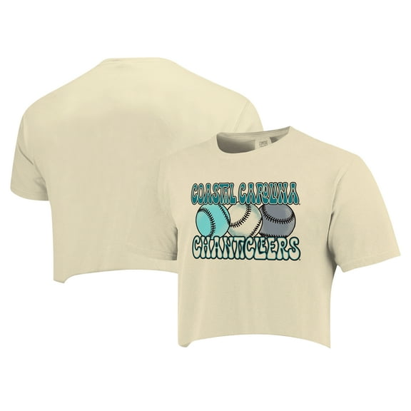 Women's Natural Coastal Carolina Chanticleers Comfort Colors Baseball Cropped T-Shirt