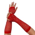 thumbnail image 1 of AWZXDE Gants pour Femmes Gants Sans Doigts en Maille Scintillants avec Strass pour Fête de Carnaval, 1 of 3