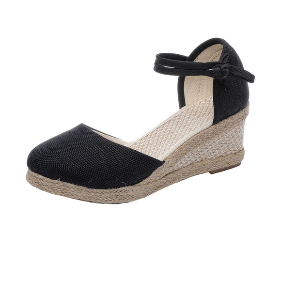 yulier Women's Closed Toe Platform Espadrille Wedge Sandals Comfortable High Heeled Wedges Summer Womens Shoes with Adjustable Buckle
