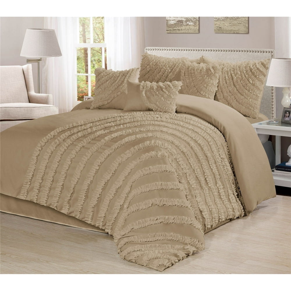 Unique Home Hillary 7 Piece Comforter Bed in a Bag Ruffled Clearance