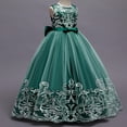 thumbnail image 5 of IDOPIP Flower Girl Lace Tulle Dress for Kids Wedding Bridesmaid Birthday Party Formal Princess Gown 5-6 Years,Green, 5 of 7