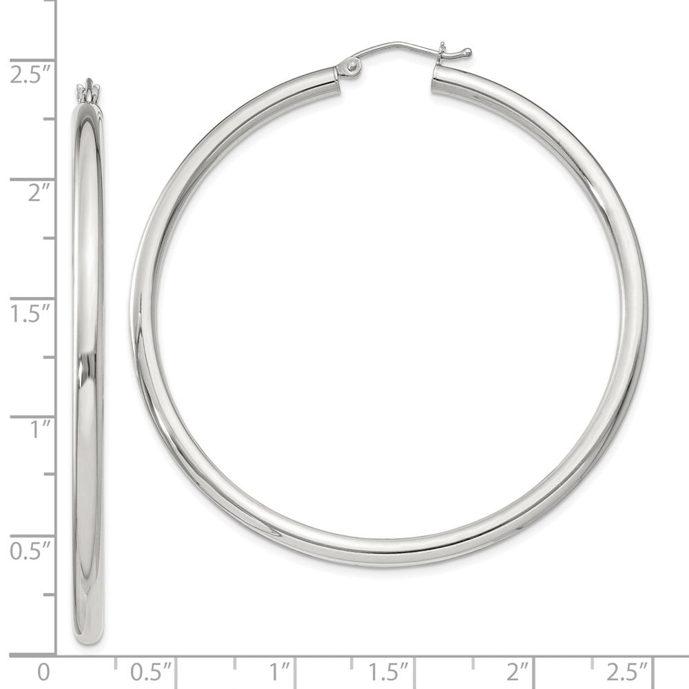 Auriga Fine Jewelry 925 Sterling Silver Round Hoop Earrings for Women (L-57mm, W-55mm)