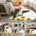 thumbnail image 5 of Round Area Rug 8 Ft, Sunflowers Cow Washable Non-Slip Circle Carpet for Living Room/Bedroom, Farmhouse Rustic Animals Flowers Floral Collection Low-Profile Large Area Rugs for Indoor, 5 of 7