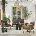 thumbnail image 2 of Nathan James Flow Bohemian 3-Piece Wicker Furniture Set, Rattan Patio Conversation Set with Cushions, Rattan/Black, 2 of 2