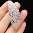 thumbnail image 5 of Rhinestone Feather Brooches Pin for Women Men Fashion Crystal Delicate Leaf Brooch Lapel Pins Elegant Dress Accessories Jewelry Boutonniere Corsage for Hat Bag Suit Tie Wedding Birthday, 5 of 6