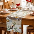 thumbnail image 6 of Summer Botanical Table Runner, White Daisy Botanical Bee Rustic Washable Cotton Linen Table Runners 60 Inches Long, Dresser Scarf Runner for Coffee/TV Stands/Kitchen/Cabinets 13''x60'', 6 of 8