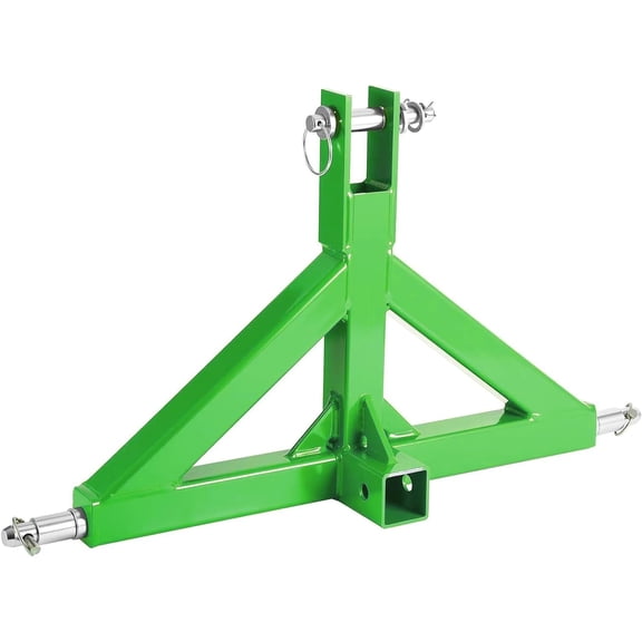 Pinypikaka 3-Point Quick Hitch with 2" Trailer Receiver, Heavy Duty Tractor Attachment for Category 1 Tractors, Green