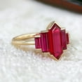 thumbnail image 2 of thejewelryart Handmade Ring Hexagon Cut Ruby Engagement Ring with Baguette Accents Gems Timeless Bridal Jewelry Gift for Her Rose Gold 9.5, 2 of 5