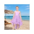 thumbnail image 2 of Sunny Fashion Girls Dress Lavender Lace Sleeveless High Low Cross Back Beach Wedding Flower Summer Formal 10 Years, 2 of 7