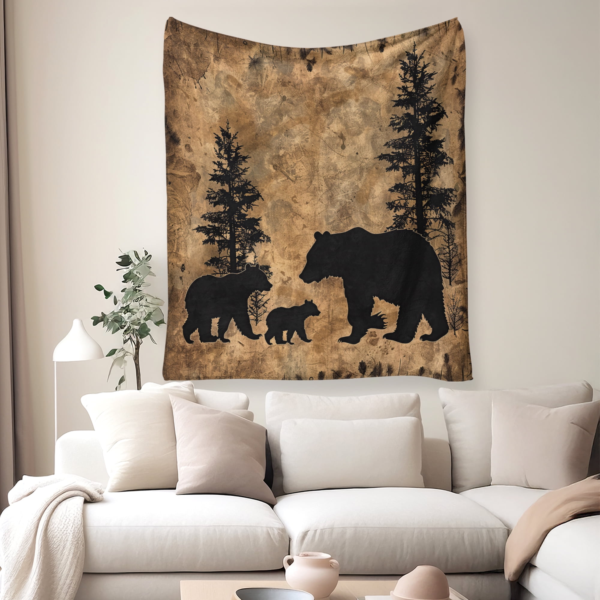 Flannel Fleece Throw Blanket Bed Blanket, Lightweight Cozy Plush Blanket for Sofa Couch, Black Bear 60"X80"