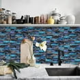 thumbnail image 3 of 12Pcs Self Adhesive Backsplash Tiles Stickers Wall Decals 4.72 x 9.68inch Blue Purple and Gray Stone Brick DIY Decor Peel and Stick Tile, 3 of 6
