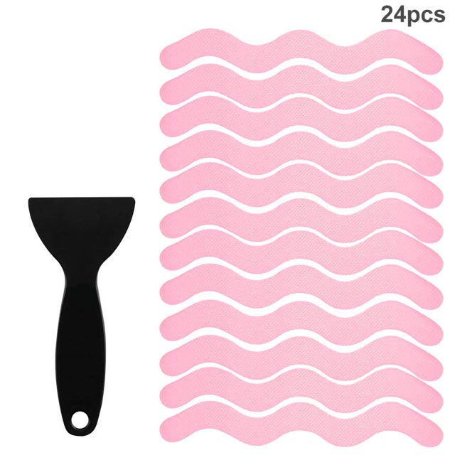 Toystoory Adhesivo antideslizante Piso Bañera Anti-skip Calcomanía Hogar Baño Cocina PEVA S Forma Cinta rosado