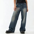 thumbnail image 6 of MYAOYI Mens Baggy Jeans Light Wash Wide Leg Denim Pants, 6 of 9