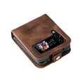 thumbnail image 4 of ELEHOLD for Samsung Galaxy Z Flip 4 Wallet Case, Skin Feel PU Leather Premium PC Card Slot Holder Cash Pocket Drop Protective Shockproof Slim Fit Flip Case Cover for Z Flip 4 6.7 inch, Brown, 4 of 8