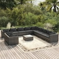 thumbnail image 1 of vidaXL 12 Piece Garden Lounge Set with Cushions Grey Poly Rattan, 1 of 5