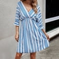 thumbnail image 2 of Women's Wrap V Neck High Waist Dress Flare Half Sleeve Trendy Printed Casual Loose A Line Dress Knee Length Dress, 2 of 7