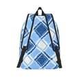 thumbnail image 4 of Casual Canvas Backpack Without Interlayer Large Capacity Stick Bag Design For Outdoor Shopping Office Outdoor Sports Argyle Plaid Lightskyblue_2 Medium, 4 of 7