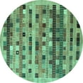 thumbnail image 1 of Ahgly Company Machine Washable Indoor Round Abstract Turquoise Blue Contemporary Area Rugs, 7' Round, 1 of 4