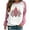 Pink, variant on WREESH Womens Fashion T-Shirts Christmas Shirts Crewneck Print Pullover Regular Fit Raglan Long Sleeve Tops Christmas Blouse Casual Tunic Tops Pink