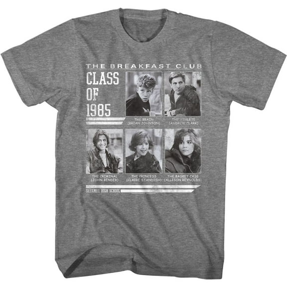 Breakfast Club Class 85 Yearbook Graphite Heather Adult T-Shirt 2Xl